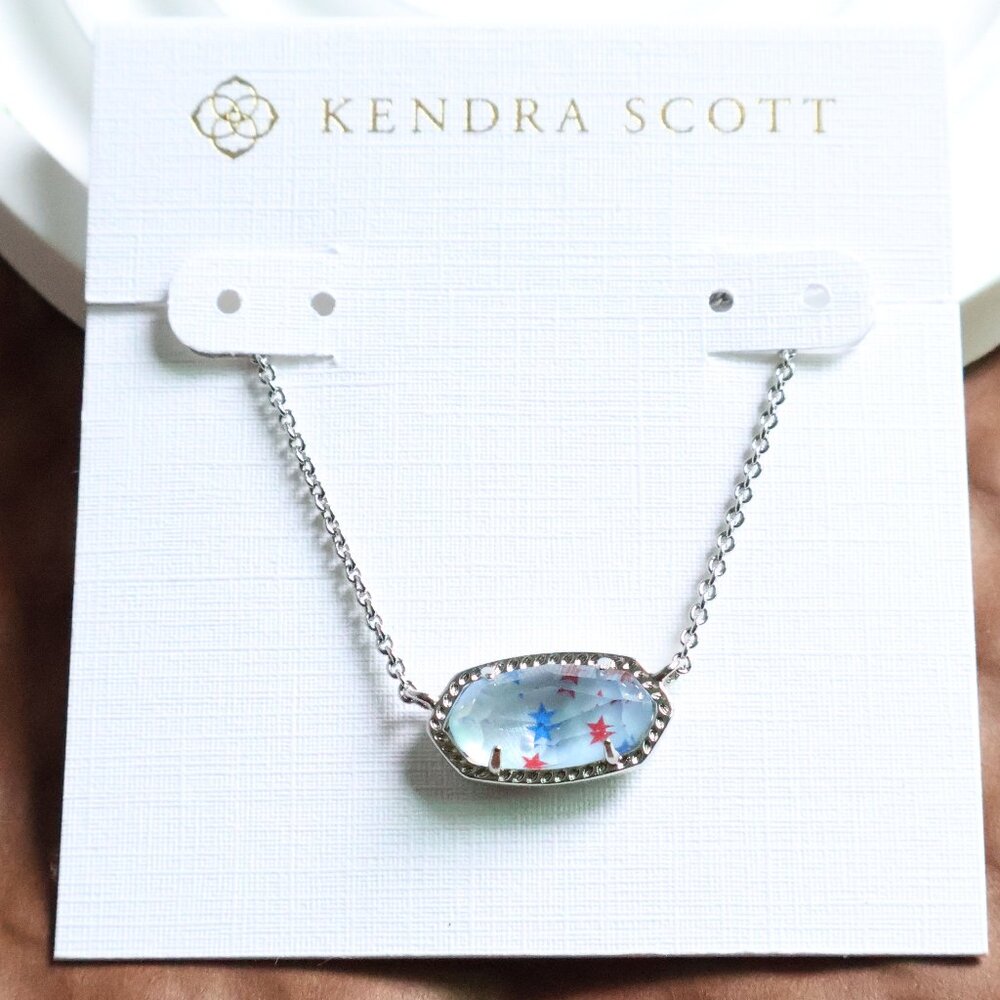 Kendra Scott Red White Blue Star Silver Necklace - Elisa